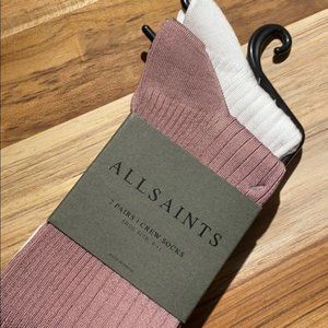 ALL SAINTS 2-Pairs Viscose Blend Crew Socks, Unisex